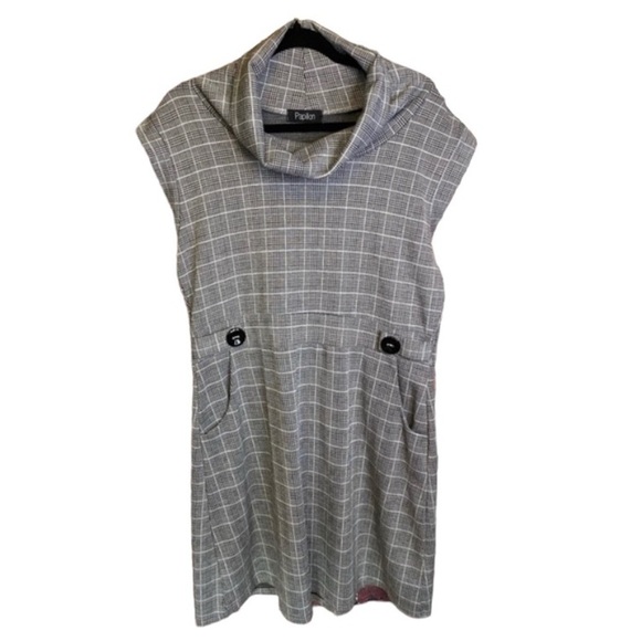 Papillon Grey Pull Over Collared Dress with Pockets Size L - Picture 1 of 17